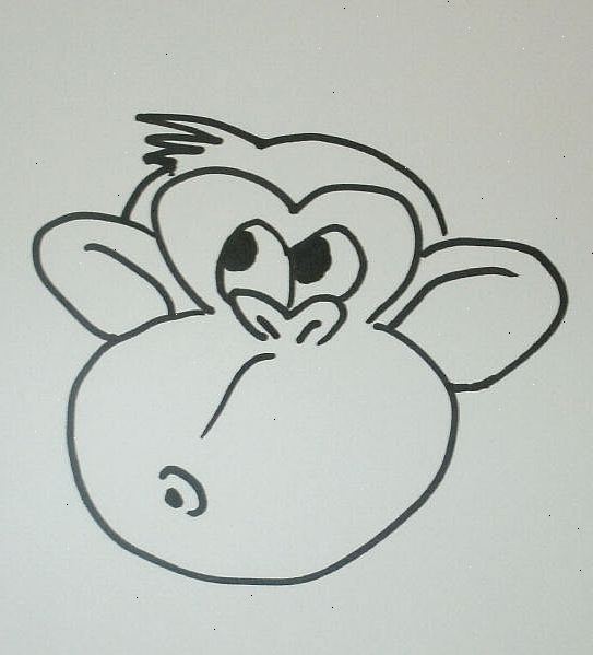 Hvordan tegne en tegneserie ape ansikt. Tegn en ellipse og tre sirkler på toppen av det.