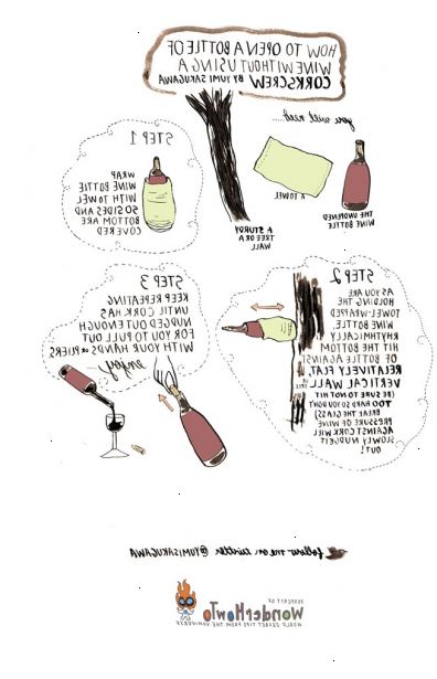 Hvordan åpne en vinflaske uten en korketrekker. Pakk bunnen av flasken i et håndkle.