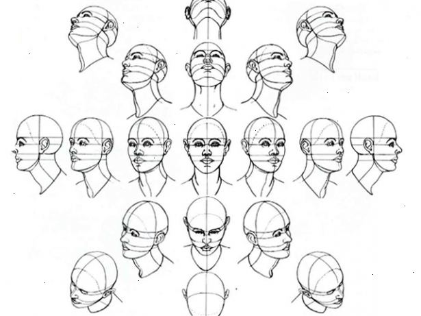 Hvordan tegne et menneskelig hode. Start med å tegne tre ovale former, én stor og to mindre de på venstre og høyre side av den store ovale.