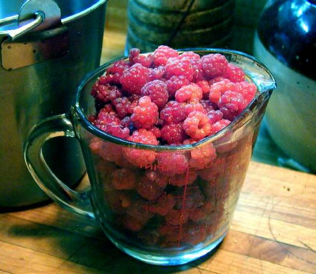 Hvordan lage røde bringebær syltetøy. Plukk en halvliter fullt modnet friske bær.