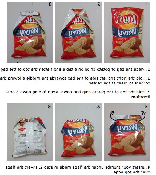 Hvordan å lukke en pose med chips ved å brette det. Glatt endene slik at de er jevn, flat og lufttett.