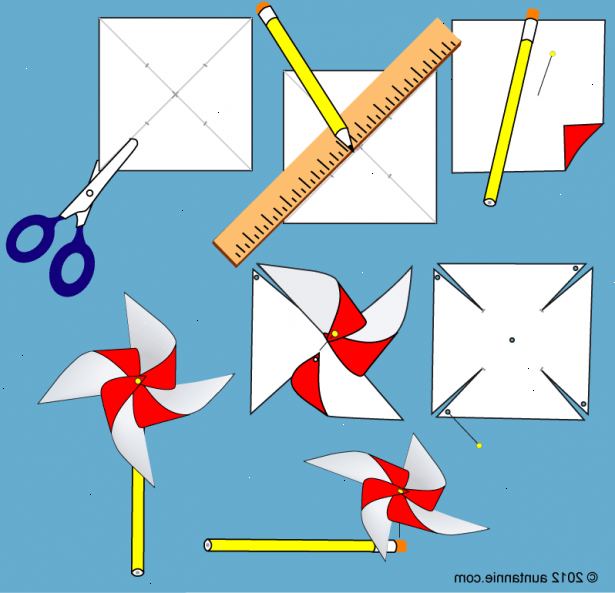 Hvordan lage en vindmølle. Klipp et stykke vanlig papir i en 7x7-tommers / 17 0,5 x17.5-cm i firkant.
